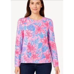 Lilly Pulitzer Jansen Sweatshirt Pink Isle Snappy Turtle Print Size Large